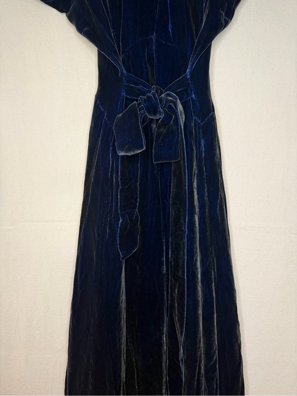 True Vintage Handmade Elegant Blue Velvet Long Dress with Button Front - Picture 7 of 7